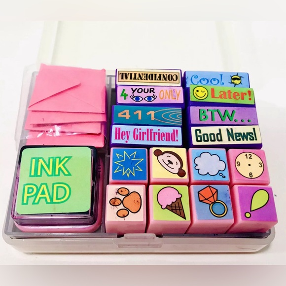 Tangerine Press Vintage Y2K Girlfriends Stationary Notes & 16 Rubber Stamps Kit - Picture 5 of 5